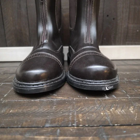 TuffRider Womens 7.5 Chocolate Brown Starter Front Zip Paddock Boots Riding EUC - Picture 3 of 12